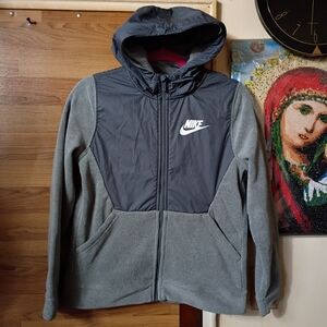 Nike Sportswear Fleece Boys Hoodie Size L Gray AA0064-091 Very Good Condition
